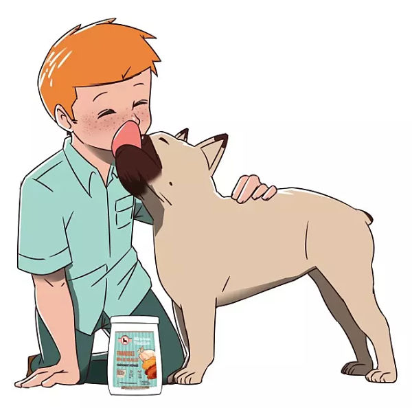 amitie enfant chien et friandises